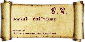 Borkó Máriusz névjegykártya